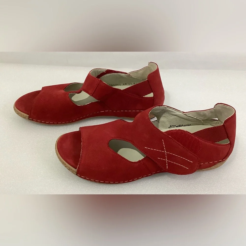 Waldlaufer Woman’s Leather Shoes size 6 1/2 Color Red Comfortable Adjustable